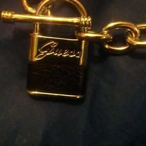 GUESS statement silver lock necklace!